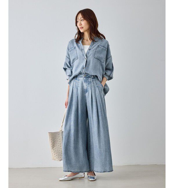 Rope&rsquo;Picnic「【emur/エミュール】パウダーシルクデニムドルマンブラウス/セットアップ」|シャツ・ブラウス|