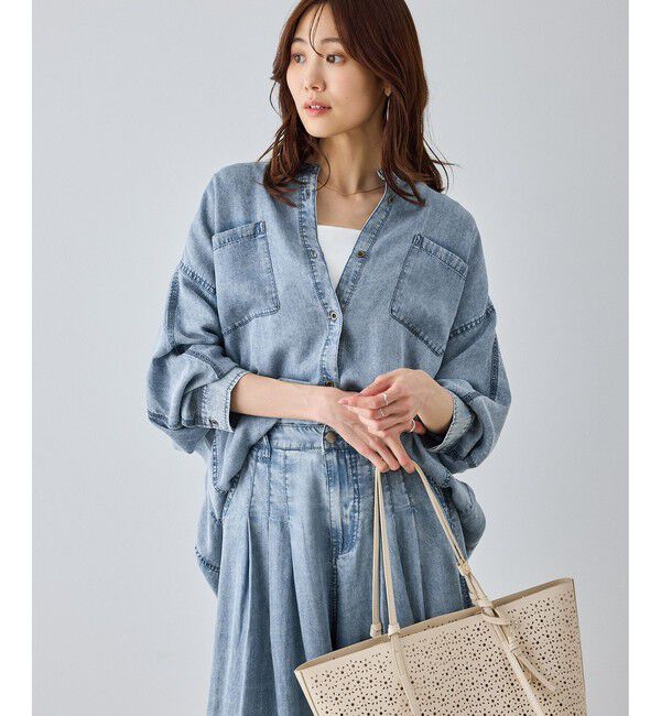 Rope&rsquo;Picnic「【emur/エミュール】パウダーシルクデニムドルマンブラウス/セットアップ」|シャツ・ブラウス|