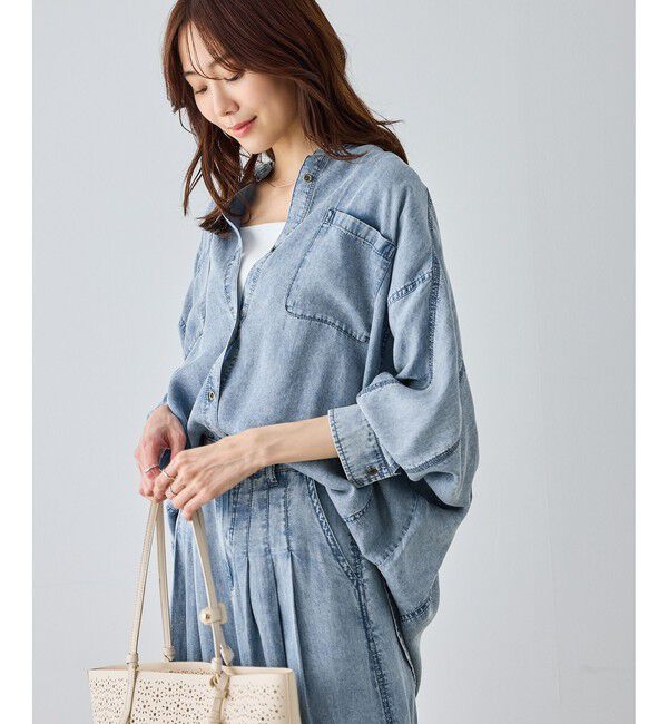 Rope&rsquo;Picnic「【emur/エミュール】パウダーシルクデニムドルマンブラウス/セットアップ」|シャツ・ブラウス|