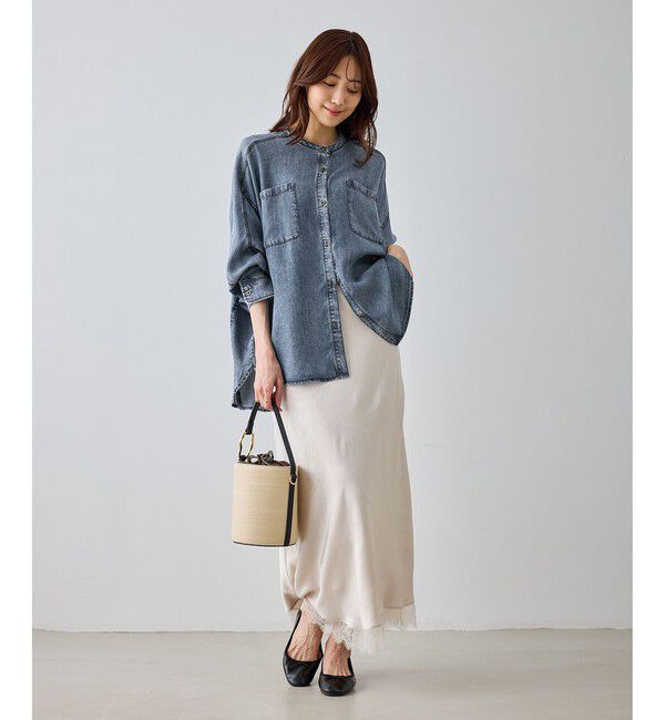 Rope&rsquo;Picnic「【emur/エミュール】パウダーシルクデニムドルマンブラウス/セットアップ」|シャツ・ブラウス|