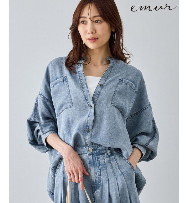 Rope&rsquo;Picnic「【emur/エミュール】パウダーシルクデニムドルマンブラウス/セットアップ」|シャツ・ブラウス|サックス(48)