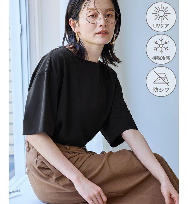 Rope&rsquo;Picnic「【一部店舗限定】ジョーゼットTeeブラウス/UVケア・接触冷感・防シワ」|シャツ・ブラウス|ブラック(01)