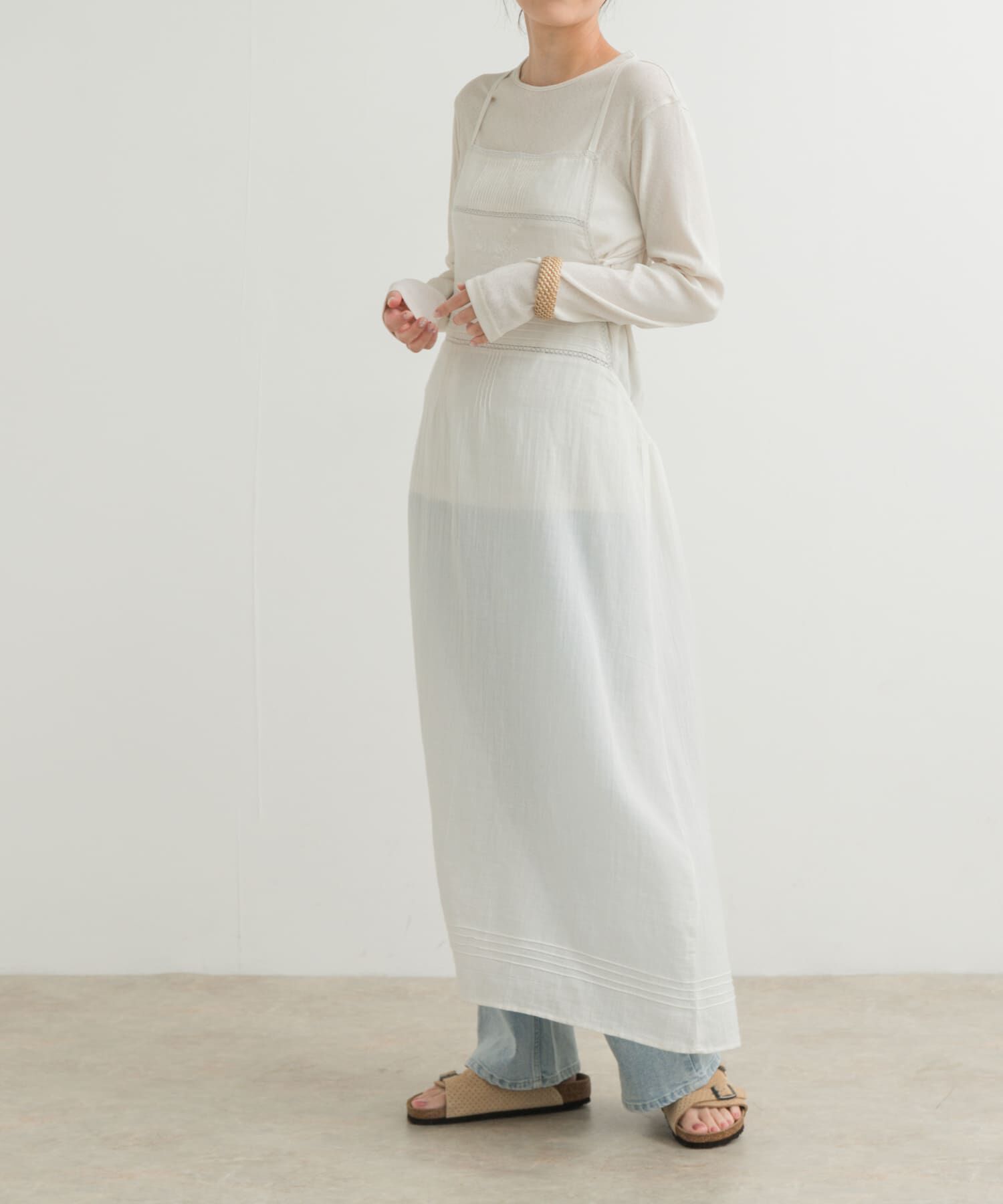 URBAN RESEARCH DOORS「『別注』olu&rsquo;ment&times;DOORS　コットンモス刺繍ワンピース」|ワンピース|