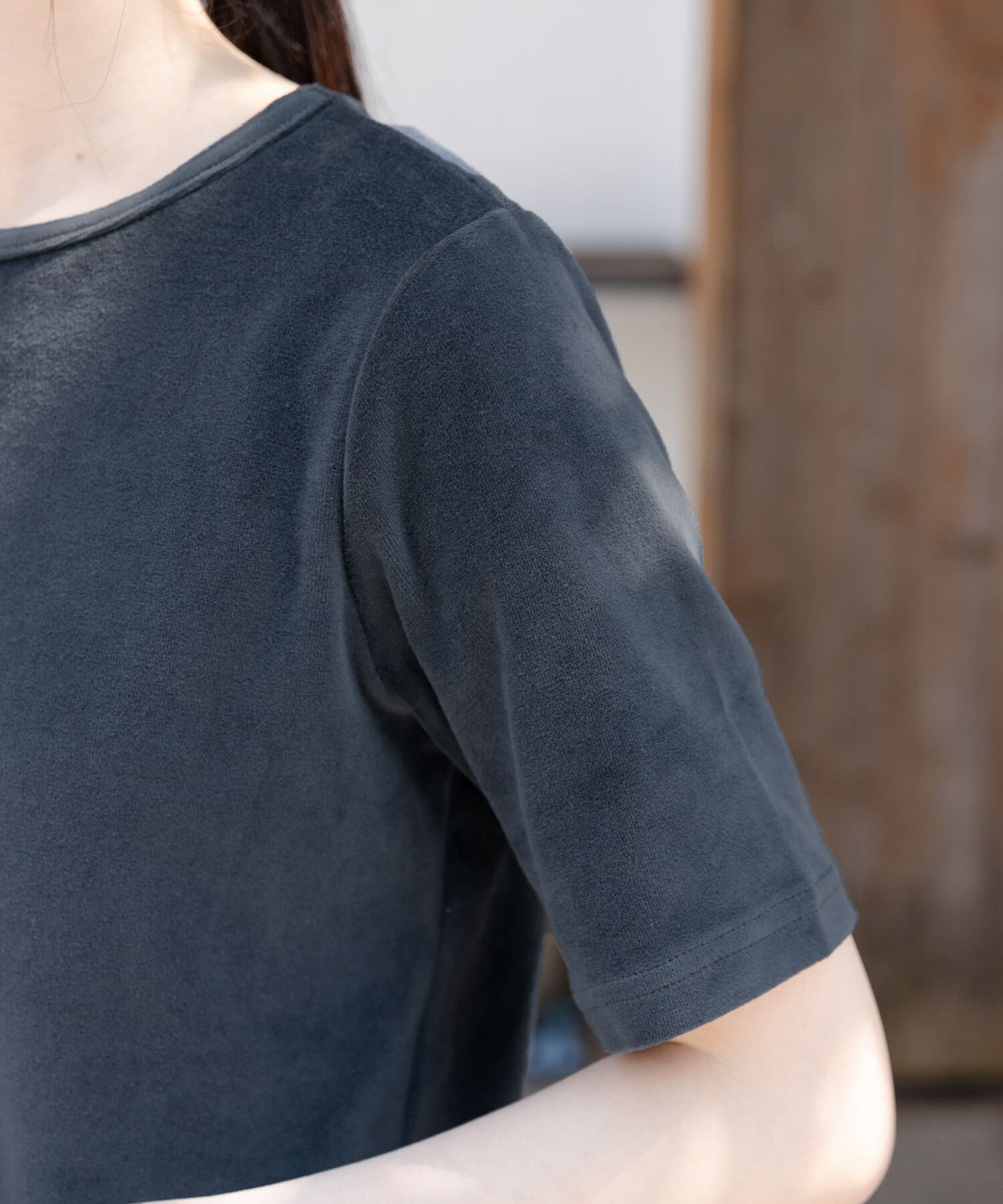 URBAN RESEARCH DOORS「FORK&SPOON　ベロアショートスリーブTシャツ」|Tシャツ・カットソー|