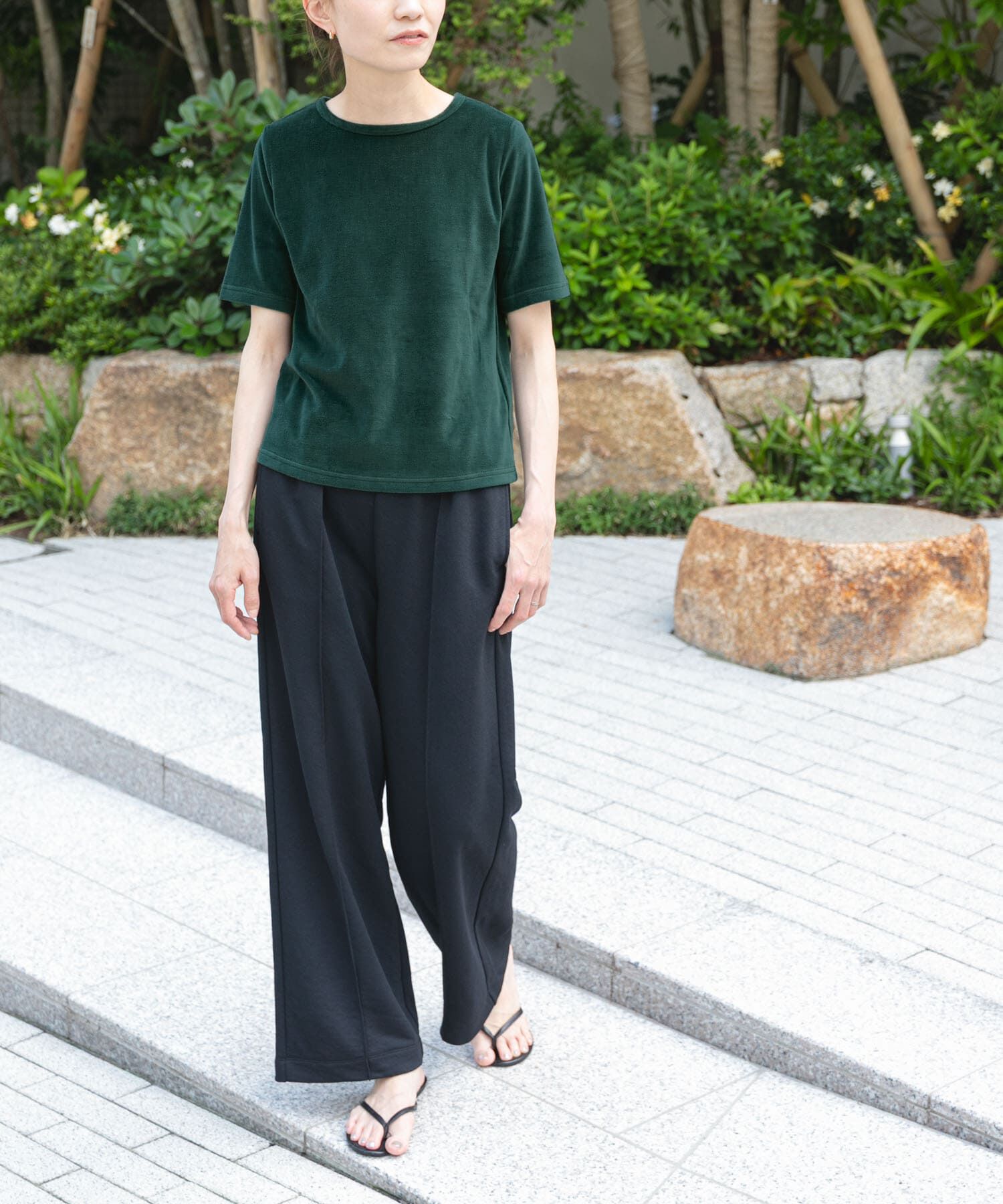 URBAN RESEARCH DOORS「FORK&SPOON　ベロアショートスリーブTシャツ」|Tシャツ・カットソー|