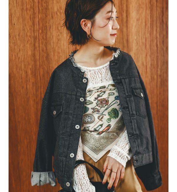  「ストレッチレースクルーネックカットソー」|Tシャツ・カットソー|