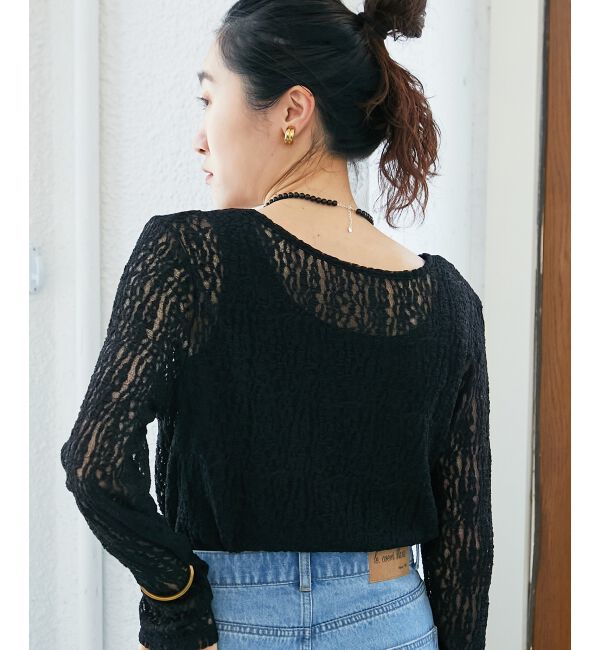  「ストレッチレースクルーネックカットソー」|Tシャツ・カットソー|