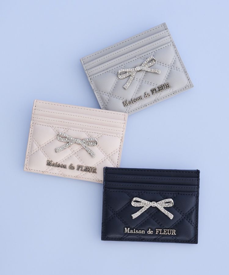 Maison de FLEUR「リボンビジューキルティングカードケース」|財布|