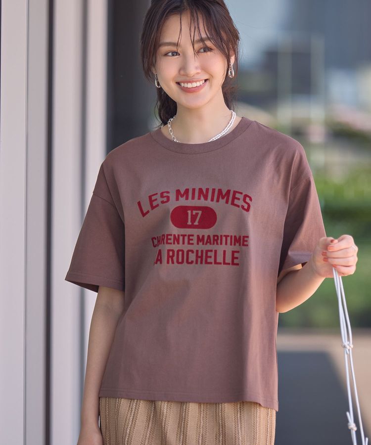 Green Parks「【適ON】汗染み防止ボックスロゴTシャツ」|Tシャツ・カットソー|Brown