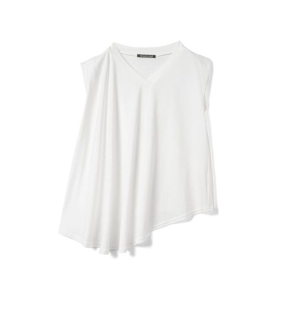 mizuiro ind「mizuiro ind Vネックアシンメトリーノースリーブプルオーバー」|Tシャツ・カットソー|