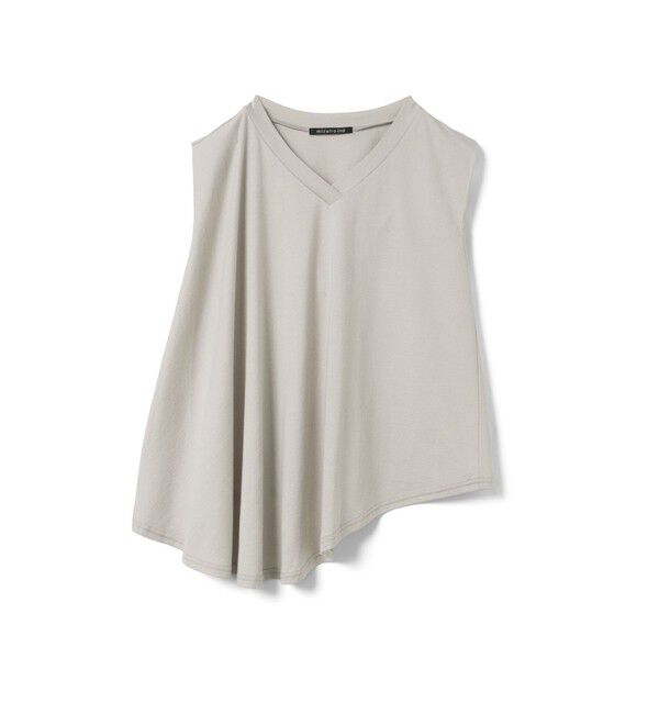 mizuiro ind「mizuiro ind Vネックアシンメトリーノースリーブプルオーバー」|Tシャツ・カットソー|