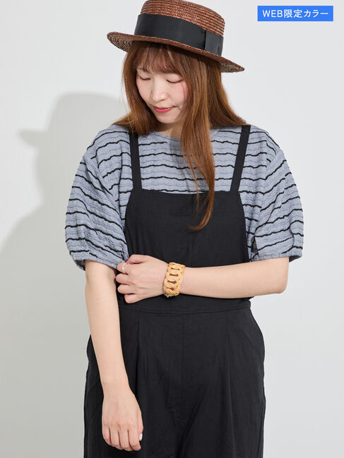 Samansa Mos2「ボリューム袖カットソー《WEB限定カラーあり》」|Tシャツ・カットソー|ブルー