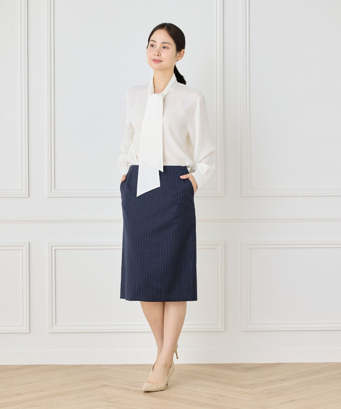 INED「《大きいサイズ》ペンシルスカート《CERRUTI》」|タイト|