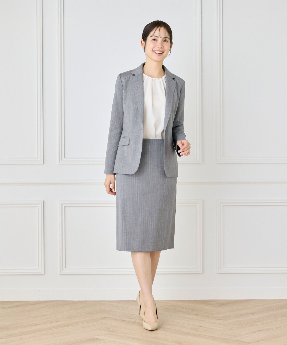 INED「《大きいサイズ》ペンシルスカート《CERRUTI》」|タイト|