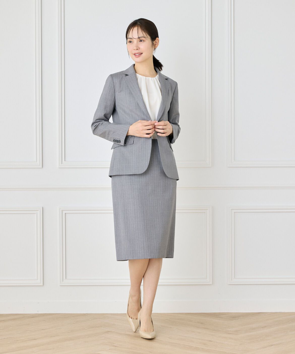 INED「《大きいサイズ》ペンシルスカート《CERRUTI》」|タイト|