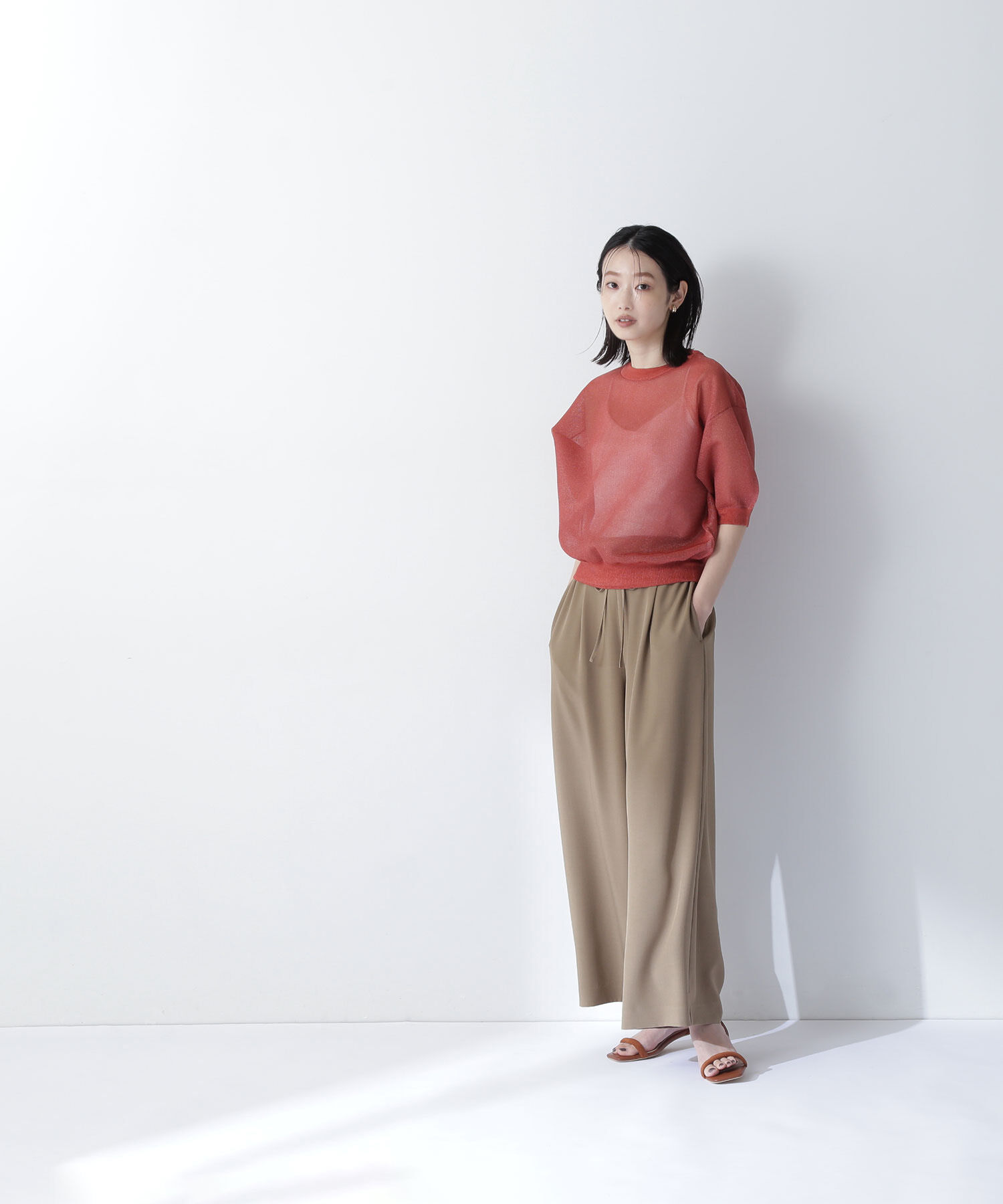 「リネンライクリボンイージーワイドパンツ」|その他|