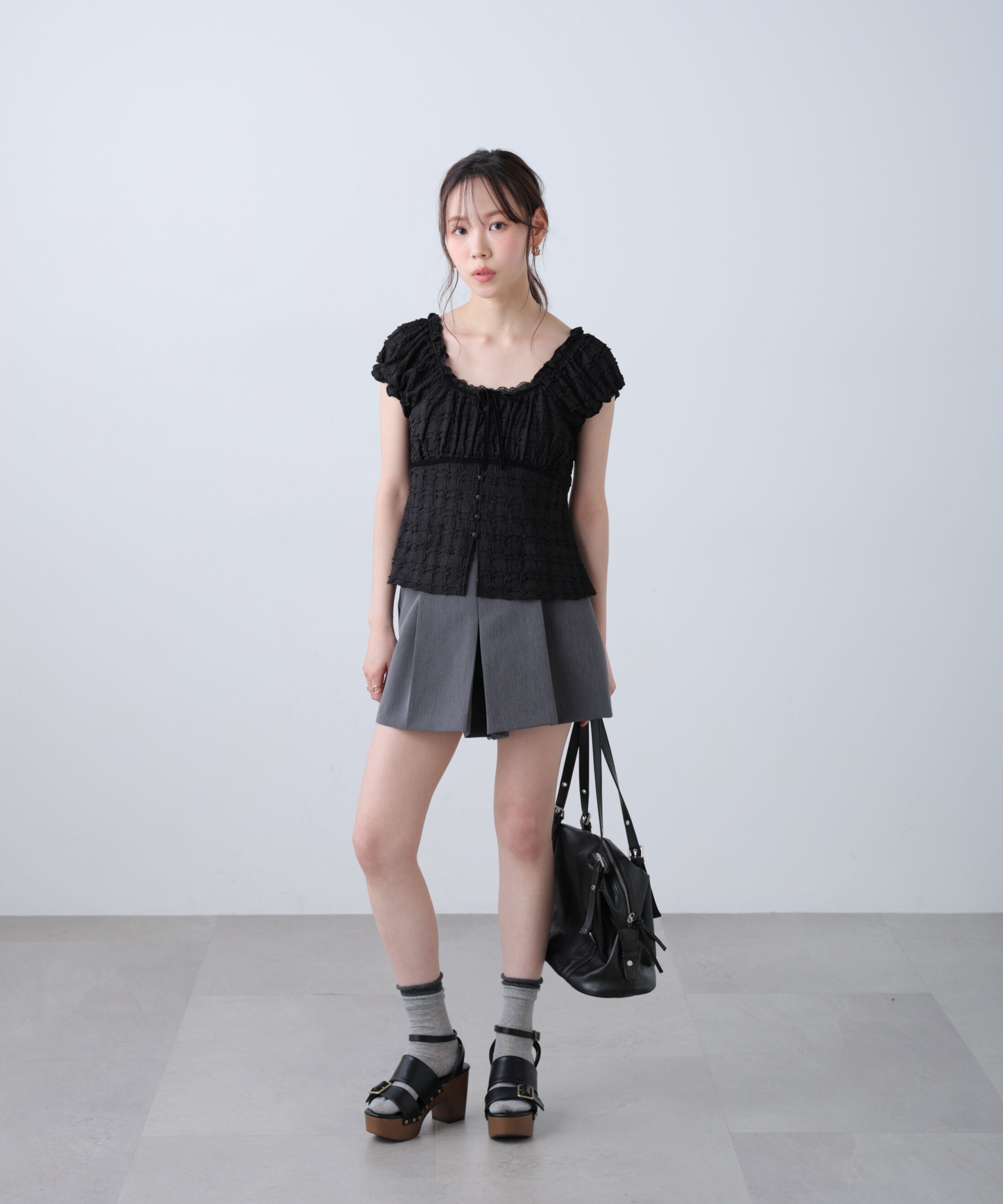  「フレンチスリーブジャガードカットソー」|Tシャツ・カットソー|