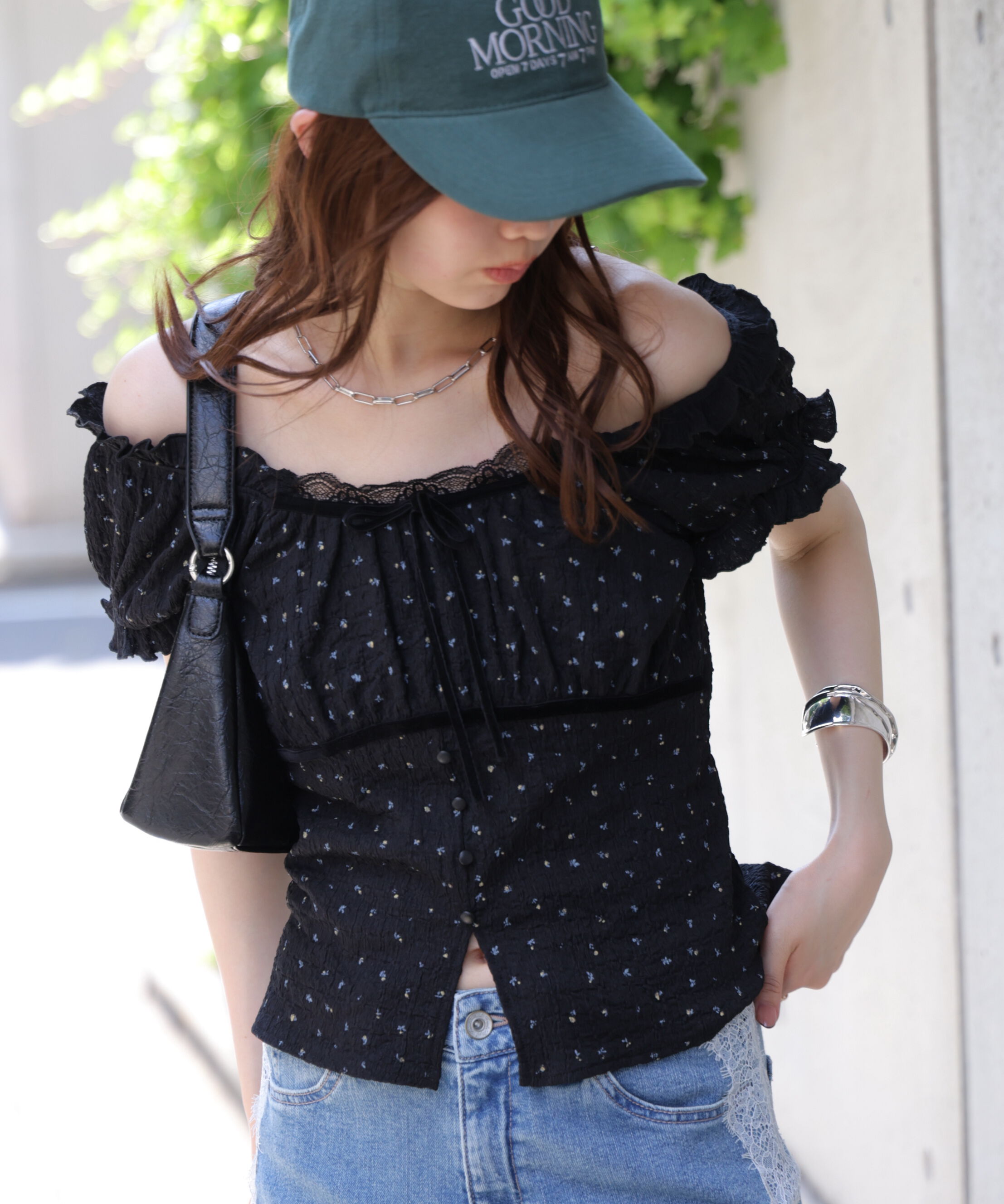  「フレンチスリーブジャガードカットソー」|Tシャツ・カットソー|