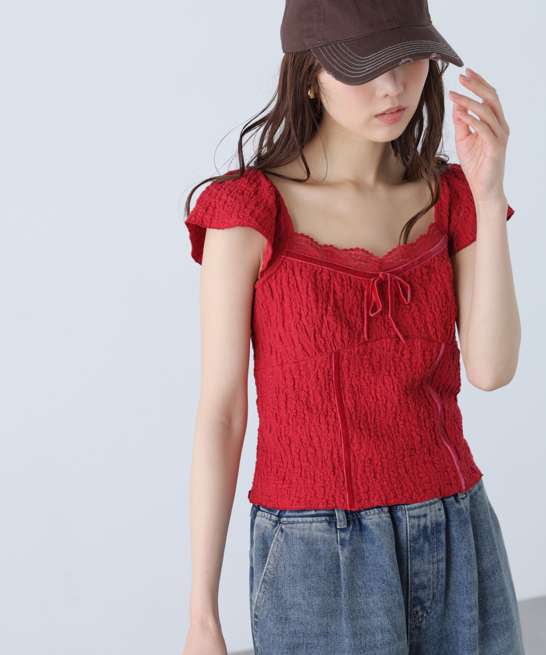  「レーストリムカットジャガードカットソー」|Tシャツ・カットソー|
