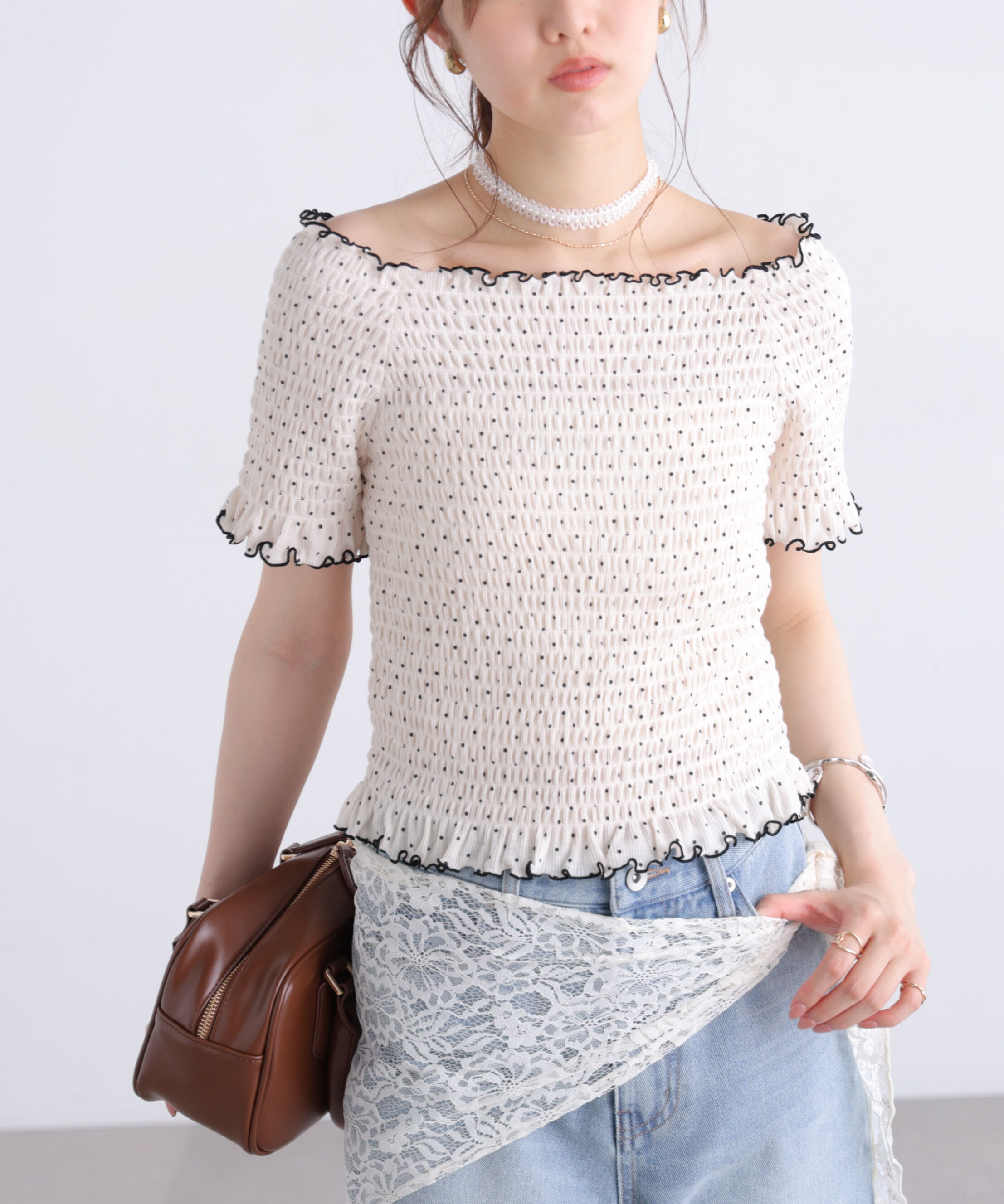  「2wayオフショルシャーリングカットソー」|Tシャツ・カットソー|