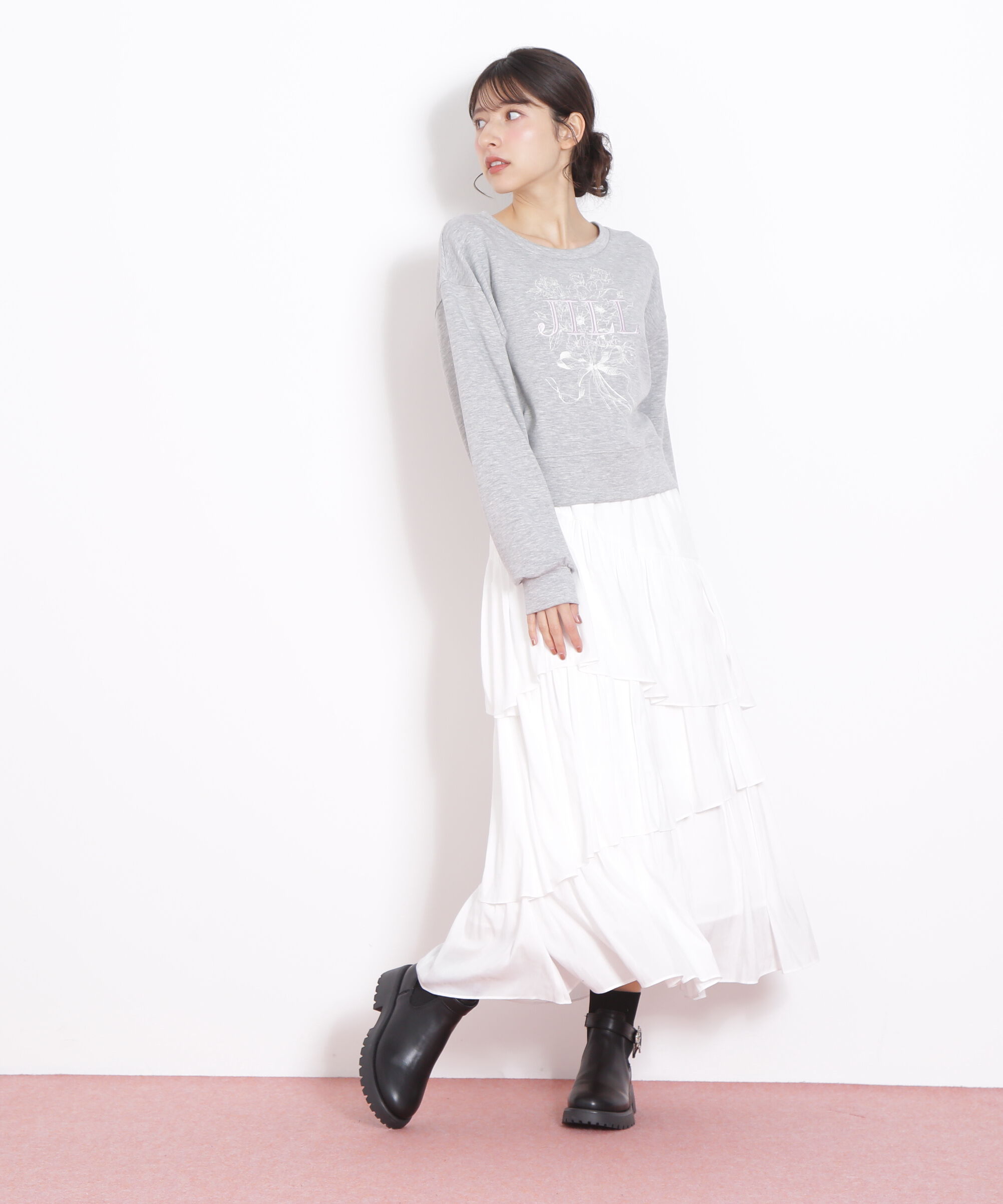  「リボンブーケロゴ刺繍スウェット」|Tシャツ・カットソー|