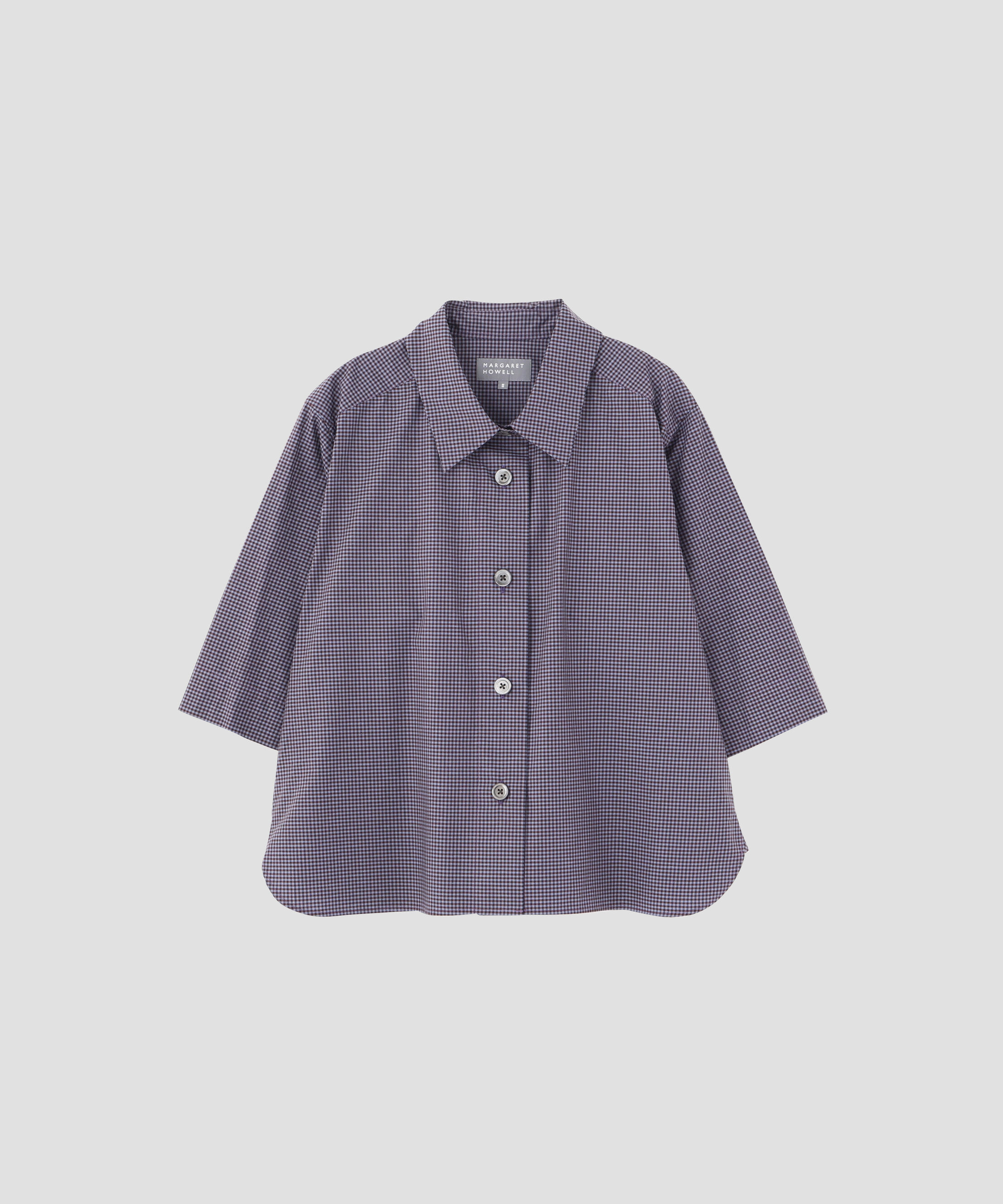  「COTTON LINEN GINGHAM SHIRT」|シャツ・ブラウス|BROWN
