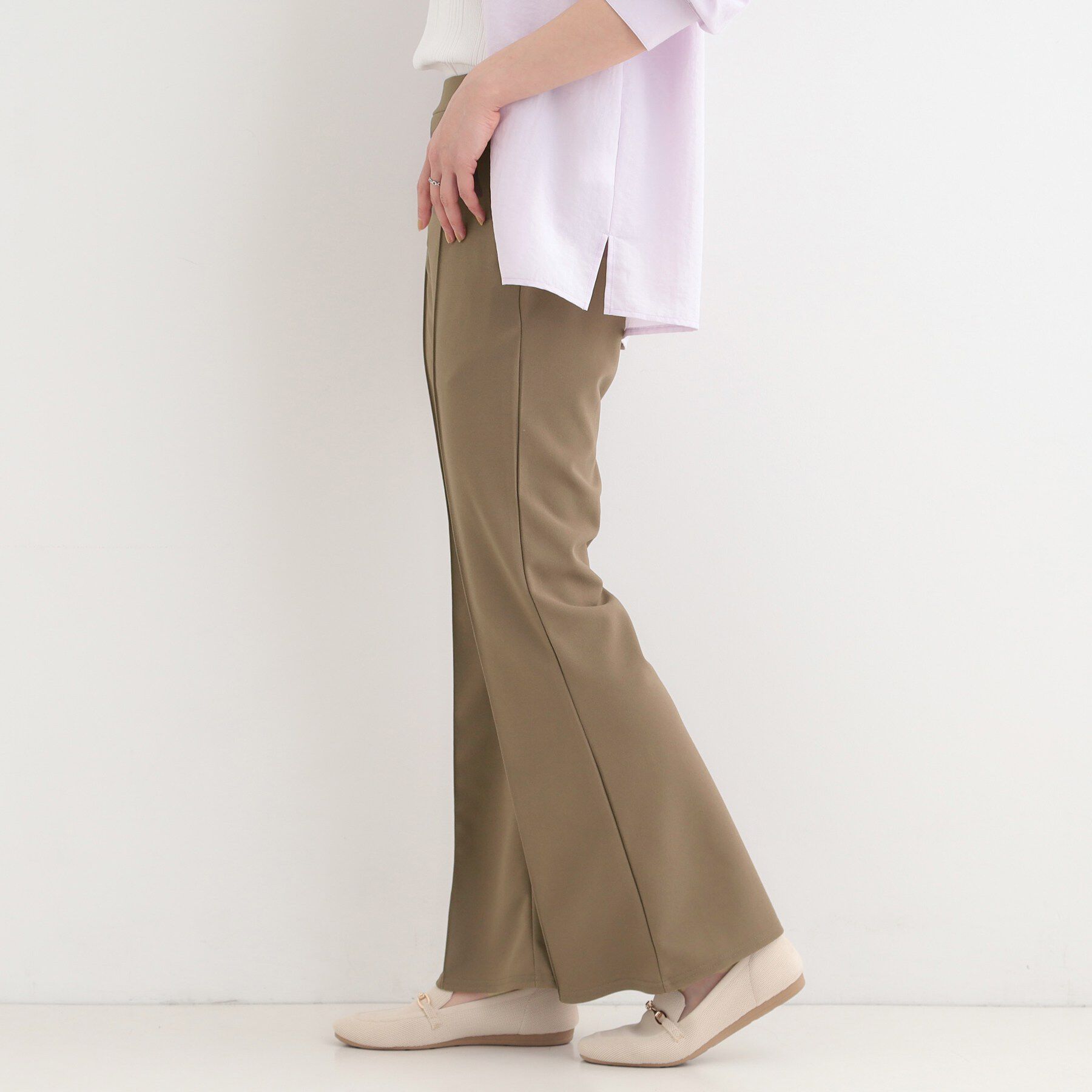 SHOO･LA･RUE「【洗濯機可】美脚見えが叶う のびのびストレッチフレアパンツ」|その他|