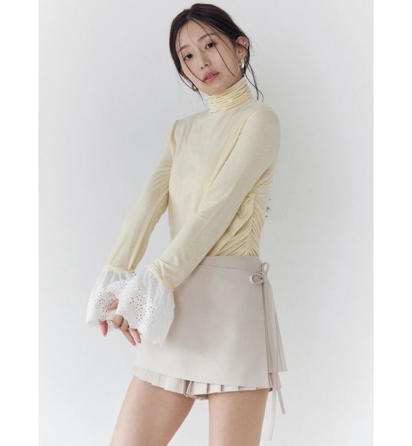 CALNAMUR「レーヨンハイネックドッキングトップス」|Tシャツ・カットソー|