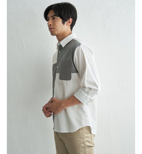 ikka「【MonoMax &times; 小泉孝太郎】7分袖冷感ブロックスシャツ「小泉孝太郎さん着用モデル」」|シャツ・ブラウス|