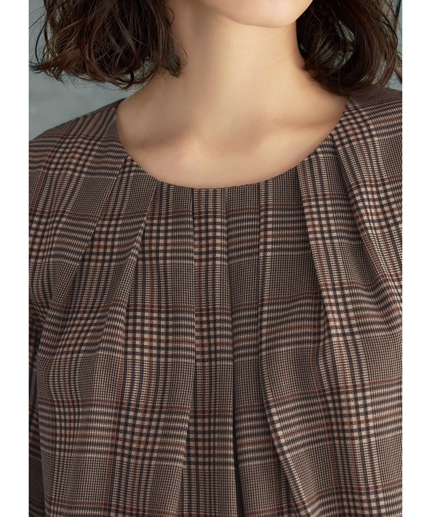 STYLE DELI「【LUXE】マットサテンチェック柄ブラウス」|シャツ・ブラウス|