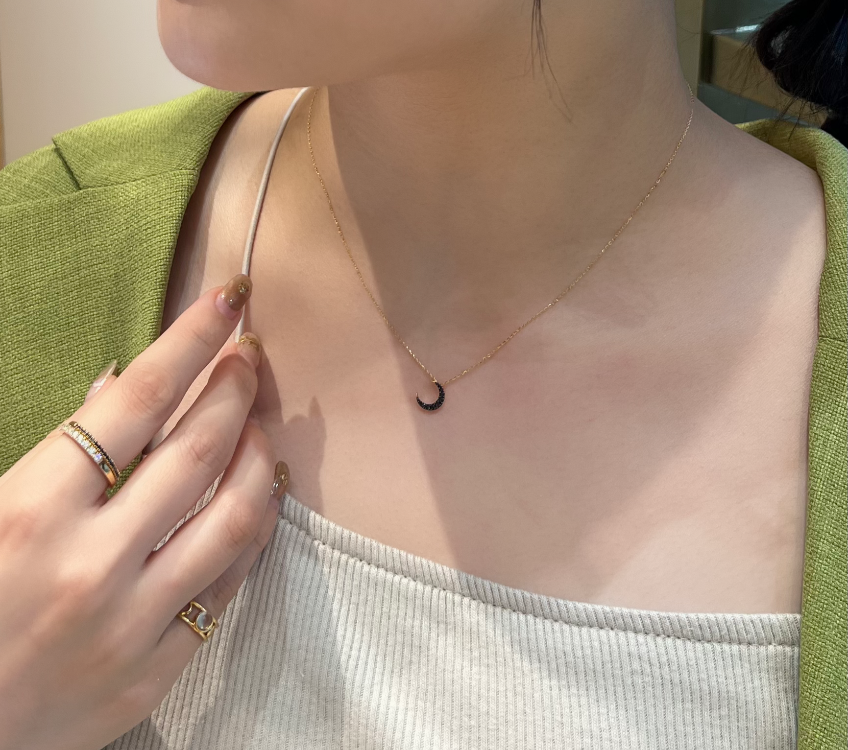 STAR JEWELRY「BLACK DIAMOND MOON NECKLACE」|ネックレス|