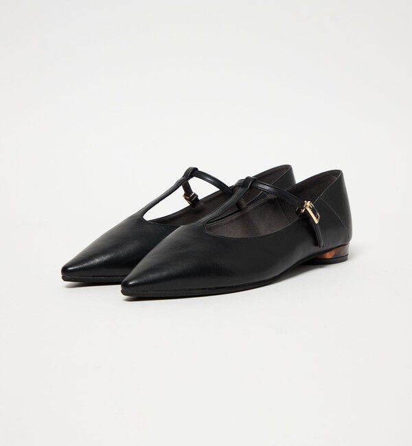 UNITED ARROWS green label relaxing「ポインテッド Tストラップ フラットシューズ 撥水」|パンプス|