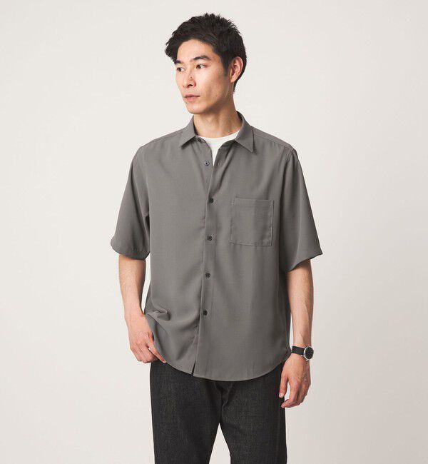 UNITED ARROWS green label relaxing「【WEB限定】JUST fit ソフト ドレープ 半袖 シャツ」|シャツ・ブラウス|DK.GRAY