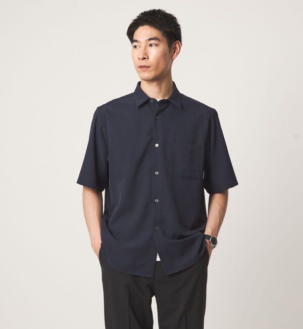 UNITED ARROWS green label relaxing「【WEB限定】JUST fit ソフト ドレープ 半袖 シャツ」|シャツ・ブラウス|NAVY