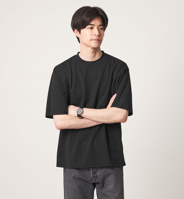 UNITED ARROWS green label relaxing「【WEB限定】JUST fit 刺繍ロゴ 半袖 Tシャツ -UVカット・吸水速乾-」|Tシャツ・カットソー|BLACK