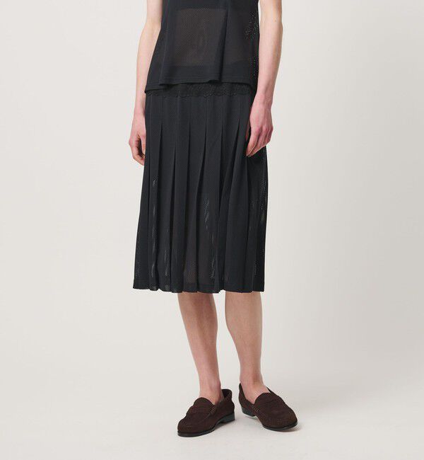 ATTISESSION「＜ATTISESSION＞メッシュ レース プリーツ スカート」|スカート|BLACK