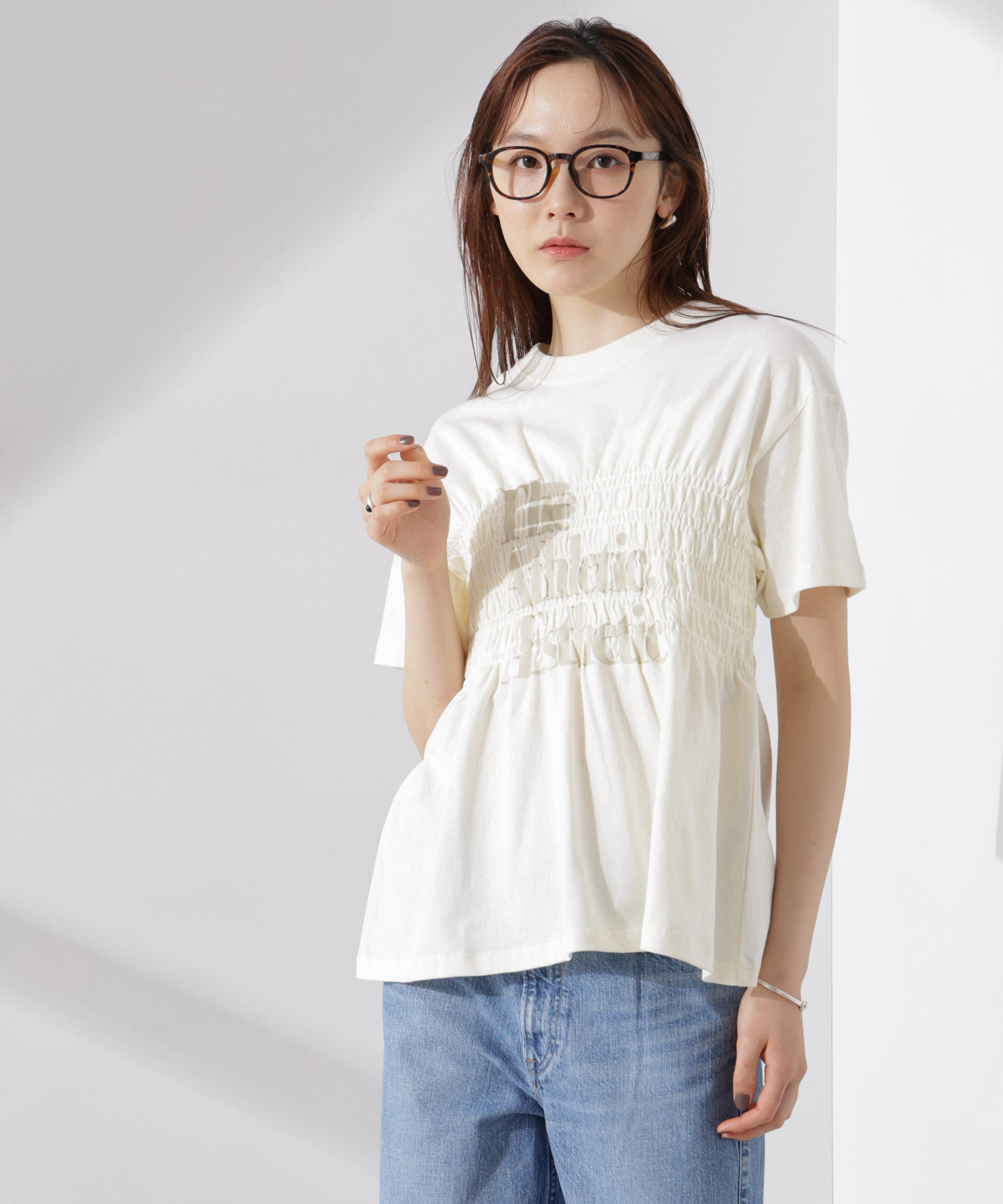 nano･universe「RUSSELL ATHLETIC/別注 Jersey Shirring T」|Tシャツ・カットソー|クリーム5