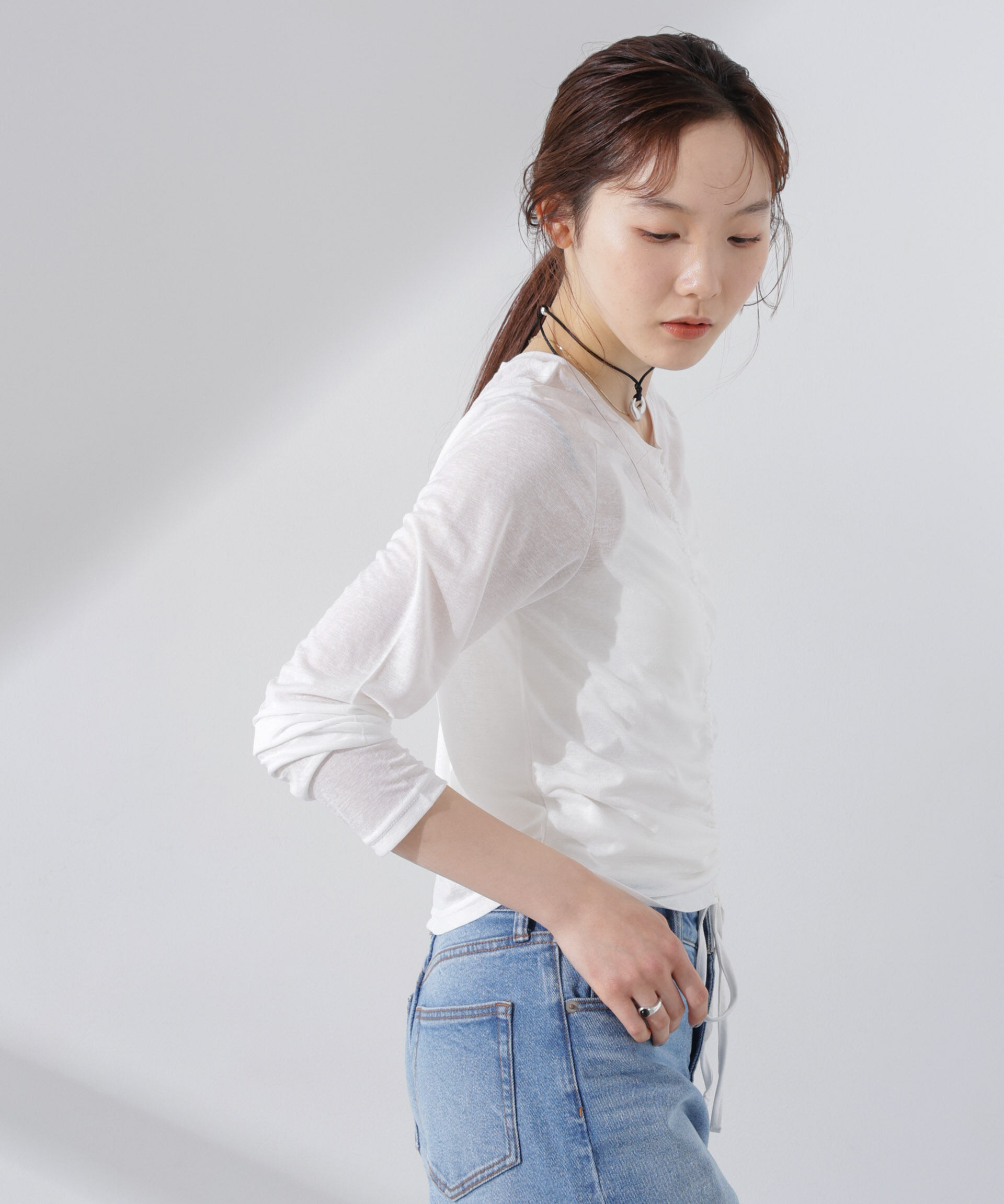 nano･universe「前後2wayフロントシャーリングトップス」|Tシャツ・カットソー|