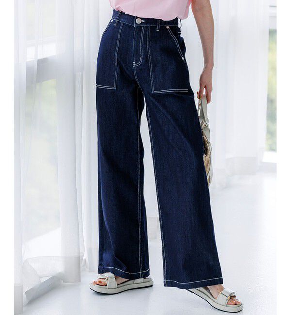 23区「【見上愛さん着用】23区DENIM サマー ベイカーパンツ」|デニム|ネイビー系