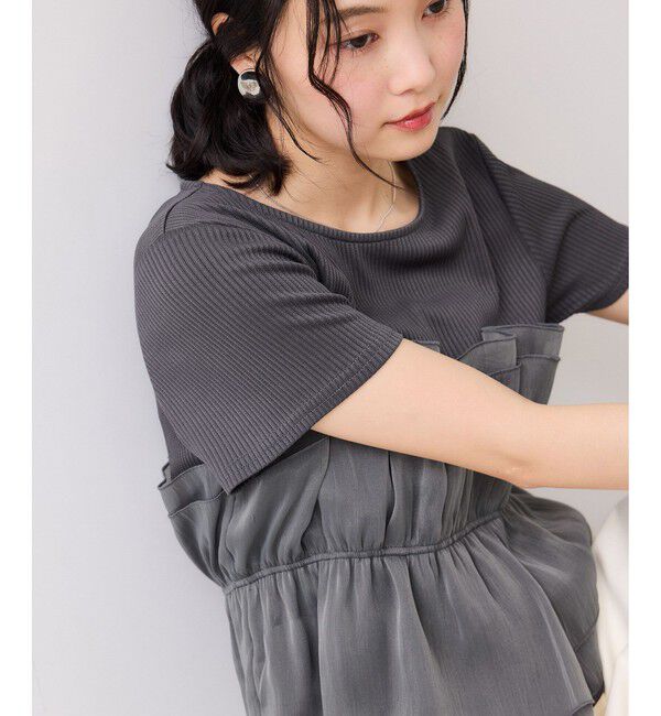 VIS「チェック＆無地シアービスチェドッキング半袖プルオーバー/イージーケア」|Tシャツ・カットソー|