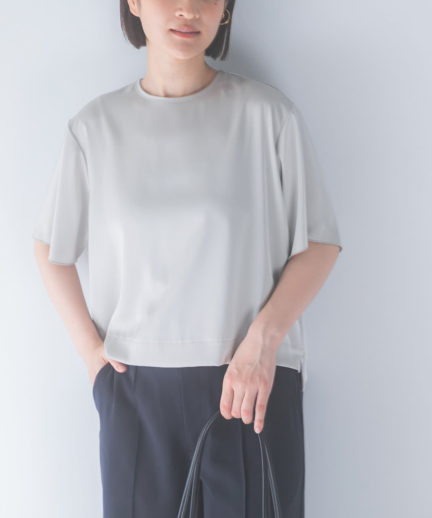 URBAN RESEARCH ROSSO「接触冷感 吸水速乾サテンブラウス」|シャツ・ブラウス|ベージュ系その他