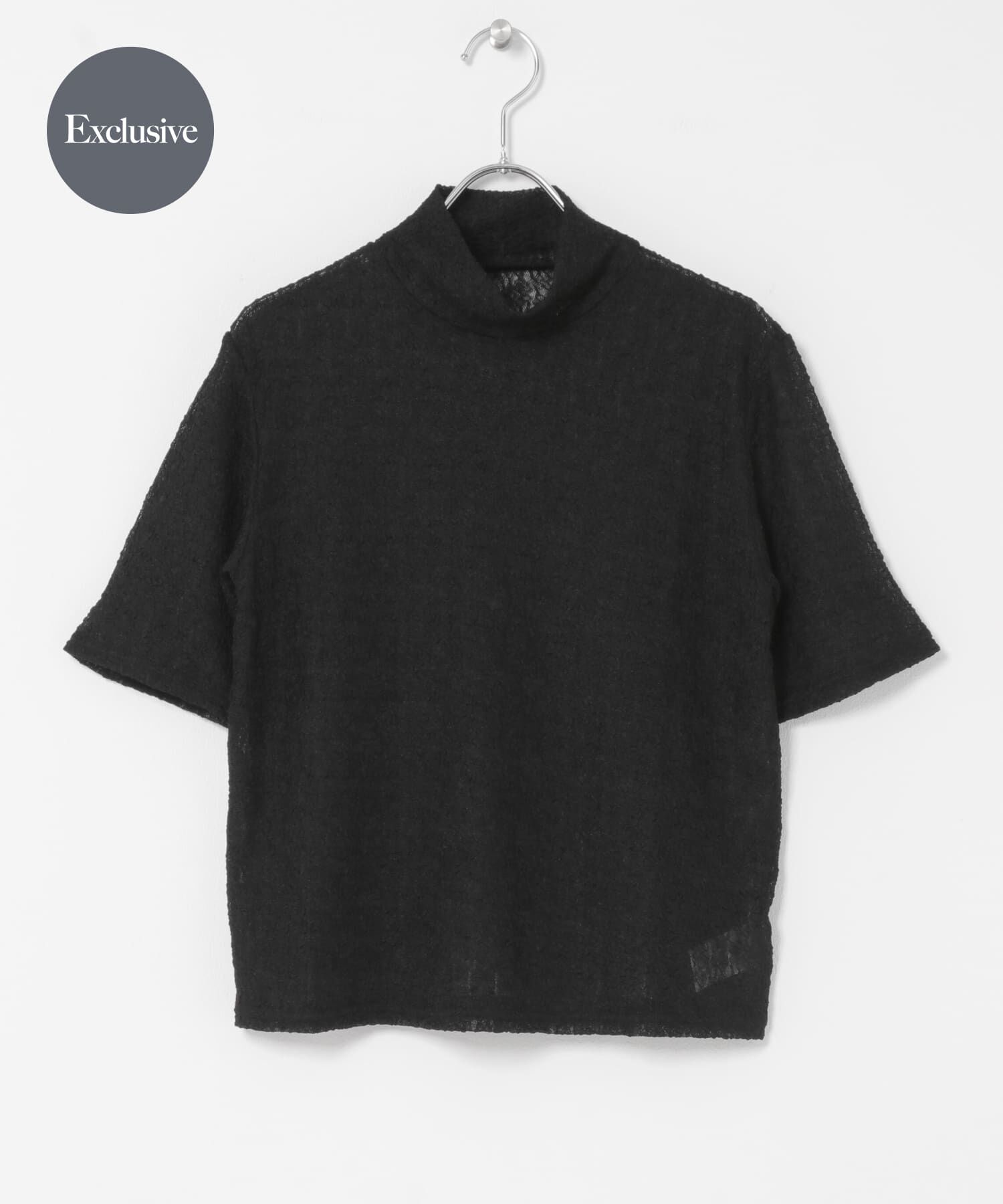 URBAN RESEARCH DOORS「『別注』Audrey and John Wad&times;DOORS　レースボトルネック半袖プルオーバー」|その他|ブラック系その他