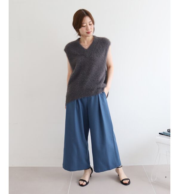 le.coeur blanc「ウールライクウエストデザインワイドクロップドパンツ」|その他|