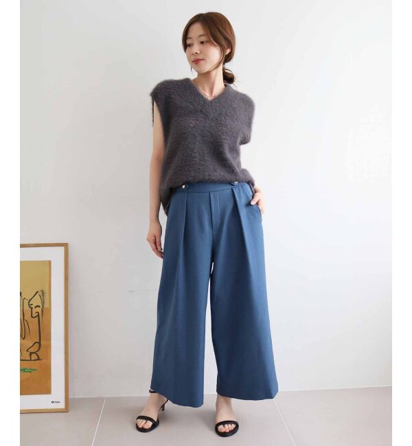 le.coeur blanc「ウールライクウエストデザインワイドクロップドパンツ」|その他|