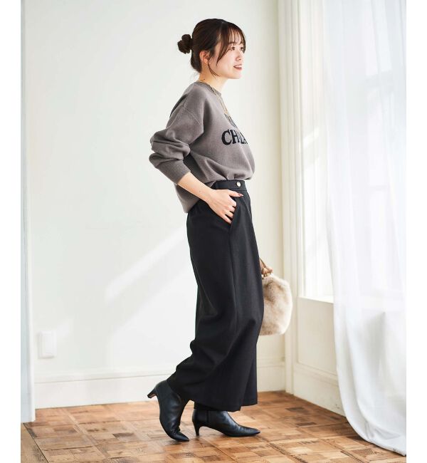 le.coeur blanc「ウールライクウエストデザインワイドクロップドパンツ」|その他|
