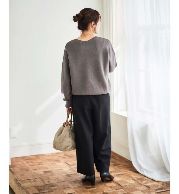 le.coeur blanc「ウールライクウエストデザインワイドクロップドパンツ」|その他|
