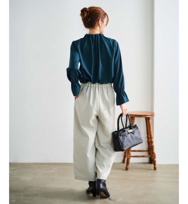 le.coeur blanc「ウールライクウエストデザインワイドクロップドパンツ」|その他|