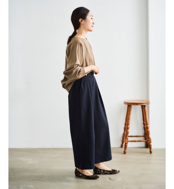 le.coeur blanc「ウールライクウエストデザインワイドクロップドパンツ」|その他|