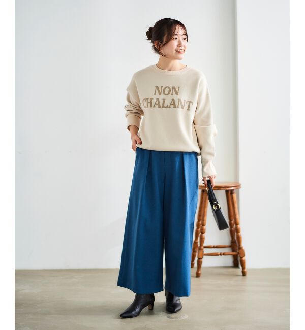 le.coeur blanc「ウールライクウエストデザインワイドクロップドパンツ」|その他|
