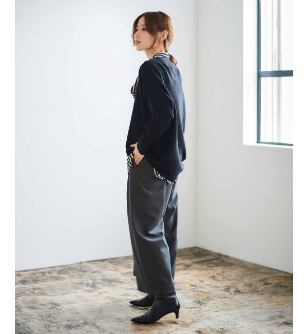 le.coeur blanc「ウールライクウエストデザインワイドクロップドパンツ」|その他|
